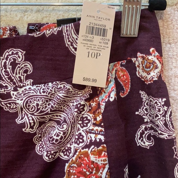Ann Taylor Paisley Pencil Skirt, Plum - Picture 2 of 3
